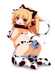  &lt;3 2015 animal_humanoid anthro blush bovine bra breasts brown_hair clothed clothing collar cow_humanoid female hair humanoid kikira1203 legwear looking_at_viewer mammal open_mouth red_eyes simple_background slightly_chubby solo stockings underwear white_background 