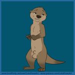  5_fingers air_humping animal_genitalia animated arin_(letodoesart) balls biting_lip brown_fur fur letodoesart male mammal mustelid navel otter sheath solo 