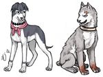  bleach collar dog emlan full_body lowres muguruma_kensei neckerchief no_humans signature simple_background sitting standing white_background yadoumaru_lisa 