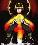  balls big_balls big_penis bone chair clothing cum cum_on_ground cum_on_leg cum_on_penis damos_(himeros) demon excessive_cum glowing glowing_eyes glowing_penis himerosthegod hooves horn huge_balls hyper hyper_balls hyper_penis male medial_ring muscular not_furry penis solo thick_penis throne underwear 