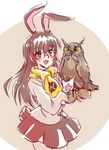  animal_ears bird bunny_ears bunny_tail check_commentary commentary_request glasses iesupa jacket mittens owl rwby scarf seiyuu_connection tail velvet_scarlatina 