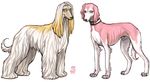  bleach brothers collar dog dog_penis emlan full_body looking_at_viewer no_humans pink_eyes siblings signature simple_background standing szayelaporro_granz white_background yellow_eyes yylfordt_granz 