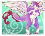  anthro breasts claws digital_media_(artwork) dragon feathered_wings feathers female fur furred_dragon lotusaur nude slightly_chubby wings 