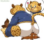  &lt;3 2018 anthro benjamin_clawhauser big_butt blush brown_fur brown_spots butt canine cheetah clothed clothing disney duo facesitting feline fox fur hisashino male male/male mammal nick_wilde orange_fur overweight police_uniform simple_background smile spots spotted_fur sweat underwear uniform white_background yellow_fur zootopia 