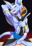  anal balls beerus blush cat clothed clothing dragon_ball dragon_ball_fusions dragon_ball_super erection feline fusion male male/male mammal nipples partially_clothed penis riding skinny whirus whis 