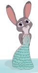  2018 anthro clothed clothing dipstick_ears disney dress female hands_behind_back judy_hopps lagomorph looking_at_viewer mammal purple_eyes rabbit solo standing tggeko zootopia 