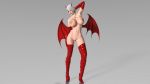  1girl 3d areolae bat_wings breasts christie_(doa) dead_or_alive demon_girl demon_horns demon_wings elbow_gloves female gloves horns jewelry light-skinned_female navel nipples nude one_arm_up pendant pussy red_legwear short_hair source_filmmaker thighhighs uncensored v1z3t4 white_hair wings 