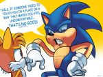  anthro canine dialogue duo english_text fox hedgehog male mammal miles_prower signature sonic_(series) sonic_the_hedgehog text video_games waniramirez 