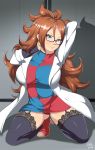  1girl android_21 dragon_ball dragon_ball_fighterz exlic glasses highres long_hair messy_hair 