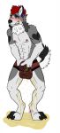  abs athletic big_bulge blush briefs bulge canine clenched_teeth clothing dog embarrassed facial_piercing flaccid hair holding_crotch makellyn malamute male mammal nose_piercing omorashi peeing penis piercing simple_background teeth underwear urine wetting white_background 