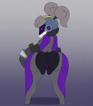  android anthro armor big_hands female helmet hi_res looking_at_viewer machine metal not_furry presenting purple_eyes purple_skin pussy robot short_stack simple_background solo somescrub spiral_knight spiral_knights thick_thighs 