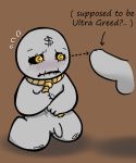  2017 balls blush erection hi_res humanoid male male/male monster noose not_furry penis simple_background size_different super_greed_(tboi) suspendedpain text the_binding_of_isaac the_binding_of_isaac_rebirth 