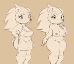  &lt;3 &lt;3_eyes 2017 animal_crossing anthro apron big_breasts blush breasts clothed clothing eyelashes female freckles hair hedgehog looking_at_viewer mammal navel nintendo nipple_bulge nipple_piercing nipples nude ormtunge piercing sable_able slightly_chubby solo standing thick_thighs video_games wide_hips 