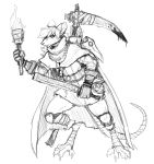  2018 anthro blood cleaver cloak clothed clothing cross digitigrade fire footwraps guoh jewelry knee_pads male mammal melee_weapon polearm rat rodent scythe torch weapon 