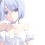  absurdres bad_id bad_pixiv_id bangs bare_shoulders blue_bow blue_dress blue_eyes blue_hair bow closed_mouth commentary dress hair_between_eyes highres looking_at_viewer mahou_shoujo_madoka_magica miki_sayaka misteor puffy_sleeves short_hair short_sleeves sketch solo white_background 