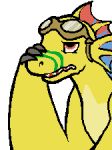  adine_(awsw) angels_with_scaly_wings animated blinking dragon eyewear female frill goggles kazerad reaction_image scales scalie source_request western_dragon yellow_scales 