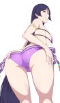  absurdres ass ass_grab bad_id bad_pixiv_id bare_shoulders bikini blush breasts choker commentary_request eyepatch_bikini fate/grand_order fate_(series) from_behind grabbing_own_ass highres large_breasts long_hair looking_at_viewer looking_back minamoto_no_raikou_(fate/grand_order) minamoto_no_raikou_(swimsuit_lancer)_(fate) nari_(ya_ha) presenting purple_bikini purple_eyes purple_hair smile solo swimsuit very_long_hair 