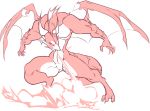  anthro dragon featureless_crotch fire fire_breathing horn jintonic male muscular muscular_male nude open_mouth solo standing wings 