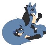  anthro big_butt brown_eyes butt dart_(dewwydarts) dewwydarts female lucario male may_(dewwydarts) nintendo on_top phone pok&eacute;mon pok&eacute;mon_(species) purple_eyes selfie simple_background sitting suggestive thick_thighs tongue video_games white_background 