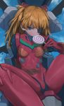  arm_behind_back bangs blue_eyes bodysuit breasts candy closed_mouth cloud cockpit commentary_request day eating evangelion:_3.0_you_can_(not)_redo eyepatch food foreshortening gloves half-closed_eyes headgear hips holding holding_food holding_lollipop knees_up lollipop long_hair multicolored neon_genesis_evangelion number one_eye_covered orange_hair pilot_suit plugsuit rabbit_(wlsdnjs950) rebuild_of_evangelion red_bodysuit shikinami_asuka_langley sitting sky small_breasts solo souryuu_asuka_langley spread_legs swirl_lollipop tape turtleneck two_side_up window 