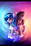  2015 black_hair blue_hair bow_tie cute cutie_mark duo earth_pony equine eyebrows eyelashes female feral friendship_is_magic full-length_portrait gradient_background grin hair hi_res horn horse long_hair looking_up mammal multicolored_hair my_little_pony nude octavia_(mlp) pony portrait purple_eyes red_eyes sharedast simple_background sitting smile teeth two_tone_hair unicorn vinyl_scratch_(mlp) 
