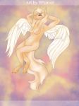  bangs bedroom_eyes blonde_hair breasts cloud equine feathers female flying fur hair half-closed_eyes hooves looking_at_viewer mammal nipples nude pegasus pinup pose pplover pussy seductive sky solo white_wings wings yellow_fur 