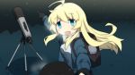  :d ahoge backpack bag bangs bison_cangshu black_gloves blonde_hair blue_eyes blue_jacket blush chito_(shoujo_shuumatsu_ryokou) contemporary eyebrows_visible_through_hair gloves hair_between_eyes highres jacket long_hair multiple_girls night night_sky open_clothes open_jacket open_mouth outdoors pointing shirt shoujo_shuumatsu_ryokou sky smile solo_focus star_(sky) starry_sky telescope very_long_hair white_shirt yuuri_(shoujo_shuumatsu_ryokou) 