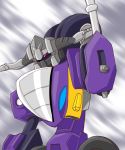  autobot commentary_request decepticon highres mwkc7247 no_humans purple_eyes sideways_(transformers) solo standing transformers transformers_armada upper_body wheel 