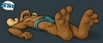  barefoot blue_underwear briefs bulge cervine clothing male mammal moose nanimoose sleeping underwear 