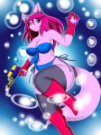  1girl artist_request boots dog furry long_hair pink_hair solo violet_eyes 