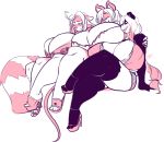  anthro bear big_breasts bra breasts canine clothed clothing female group hair huge_breasts hyper hyper_breasts jintonic mammal panda sitting skimpy smile thick_thighs underwear voluptuous 