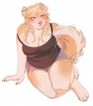  anthro breasts canine clothed clothing female fur hair jush looking_at_viewer makeup mammal mascara sitting slightly_chubby solo 