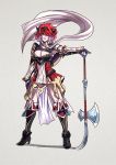  armor armored_boots axe boots camilla_(fire_emblem_if) evil_grin evil_smile fire_emblem fire_emblem_if full_body fusion gloves grey_background grin gzei hinoka_(fire_emblem_if) holding holding_axe holding_weapon looking_at_viewer multicolored_hair pauldrons scarf simple_background smile solo two-tone_hair weapon 