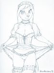  2018 annie_(brian_mcpherson) anthro beaver bottomless breasts brian_mcpherson cleavage clothed clothing collar female maid_uniform mammal monochrome nude pussy rodent sketch uniform 