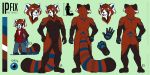  2018 4_toes 5_fingers anthro barefoot big_tail biped black_fur black_tail blue_eyes blue_fur blue_nose blue_pawpads blue_tail blue_tongue brown_fur brown_hair brown_tail clothed clothing color_swatch digital_media_(artwork) eyebrows featureless_crotch flannel fully_clothed fur green_background grey_bottomwear grey_clothing grey_pants grin hair ipfix jeans long_tail looking_at_viewer male mammal model_sheet multicolored_fur multiple_angles naturally_censored neck_tuft nude open_mouth pants pawpads plantigrade red_clothing red_panda red_shirt red_topwear ringed_tail shirt short_hair signature simple_background smile solo soryane teeth toes tongue tongue_out tuft url white_eyebrows white_fur 