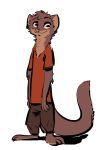  2018 anthro barefoot chest_tuft clothed clothing disney elbow_tufts fan_character fuel_(artist) herpestid looking_at_viewer male mammal mongoose neck_tuft simple_background smile solo standing terry_(a-signature) tuft white_background zootopia 