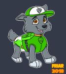  3_toes brown_eyes canine clothed clothed_feral clothing diaper dog feral hat mammal paw_patrol rocky toes 