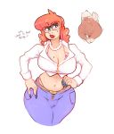  aunt big_breasts breasts eyewear fairy fat_mons female glasses human mammal mature_female monster not_furry overweight pussy simple_background solo toppingtart_(artist) transformation 