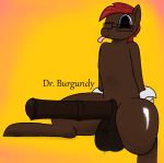  animal_genitalia animal_penis balls big_balls big_penis dr._burgundy_(character) equine equine_penis excessive_sweat eyewear fan_character feral glasses jukaro_(artist) male mammal medial_ring my_little_pony one_eye_closed penis solo sweat text thick_thighs tongue tongue_out wink 
