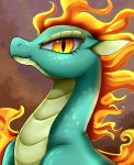  2018 digital_media_(artwork) dragon equine eyelashes feral fire hi_res horse hybrid looking_at_viewer mammal pridark scalie solo them&#039;s_fightin&#039;_herds tianhuo_(tfh) 