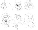  bathym black_and_white blep canine dog feline fish garmr lion magan male mammal marine monochrome oni shark snow_(tas) tiger tokyo_afterschool_summoners tongue tongue_out typhon wolf 