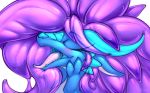  digital_media_(artwork) dragon eyes_closed female feral hair horn oksara open_mouth purple_hair simple_background solo tongue white_background 