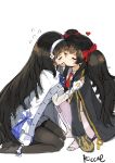  bangs black_hair black_legwear blunt_bangs blush cape closed_eyes commentary_request eyebrows_visible_through_hair flower girls_frontline gloves hair_flower hair_ornament hair_ribbon hairband heart incest kiss long_hair multiple_girls necktie pantyhose pleated_skirt qbz-95_(girls_frontline) qbz-97_(girls_frontline) ribbon riccae siblings sisters skirt twintails very_long_hair white_gloves white_hairband white_legwear white_skirt yuri 