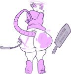  anthro big_butt blush butt clothed clothing female jintonic looking_back mammal paddle rat riding_crop rodent solo spank_marks sweat sweatdrop thick_thighs whip 