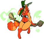  anthro bikini broom canine clothed clothing female hat jintonic magic mammal simple_background sitting smile solo swimsuit witch_hat 