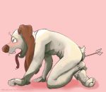  2018 anthro arrow canine cub cupid cupid&#039;s_arrow digital_media_(artwork) dog drooling drugged floppy_ears flopsy fur holidays horny_(disambiguation) hunched_over male mammal nude saliva simple_background skittleytwix solo tongue tongue_out valentine&#039;s_day young 