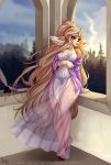  2018 anthro blonde_hair breasts brown_fur cervine clothing day deer detailed_background digital_media_(artwork) eyelashes female fur hair lingerie mammal nightgown nipple_bulge outside pollo-chan purple_eyes sheer_clothing solo translucent transparent_clothing 