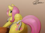  anthro belly big_belly big_breasts breasts clothing equine female fluttershy_(mlp) friendship_is_magic hair horse hyper hyper_pregnancy j5furry mammal my_little_pony navel pegasus pony pregnant solo wings 