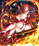  1girl areolae ass astaroth_(taimanin_asagi) bare_shoulders breast_grab breasts cleavage curvy dress female fingering fire huge_ass huge_breasts lilith-soft long_hair looking_at_viewer magic moaning naughty_face nipples no_bra piercing potion_(moudamepo) puffy_nipples red_hair shiny shiny_skin sideboob sitting smile solo taimanin_(series) taimanin_asagi taimanin_asagi_battle_arena thick_thighs thighs tongue tongue_out yellow_eyes 