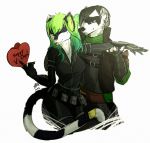  anthro armor clothed clothing duo feline female fur hair holidays lemur male mammal primate smile tongue tongue_out trinanya valentine&#039;s_day 